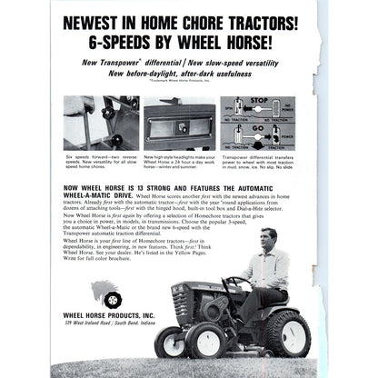 Wheel Horse Products Lawn Tractor - Vintage Magazine Ad D20