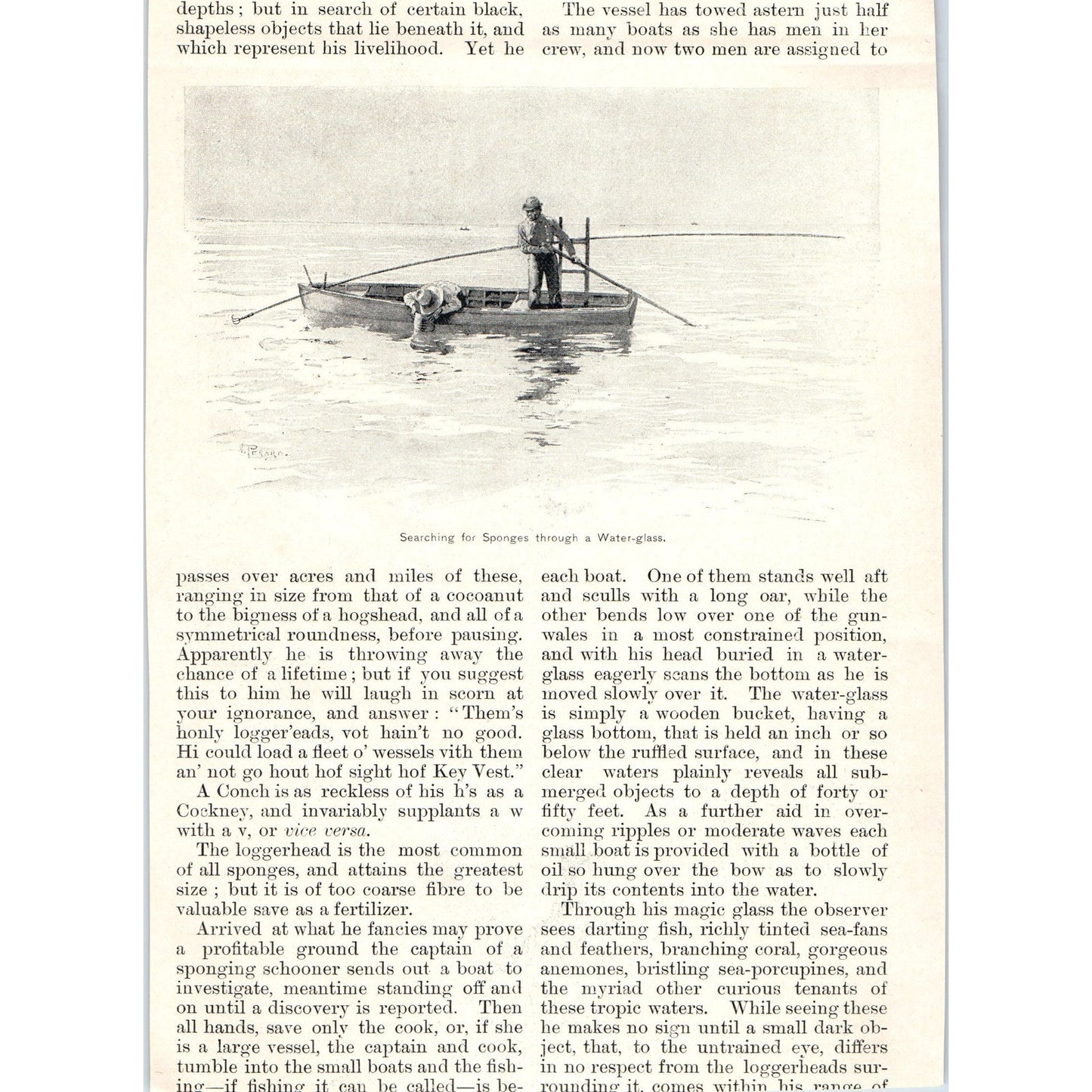 Key West Sponge Fishing Boats Carlton T. Chapman 1892 Magazine Print AB6-SL1