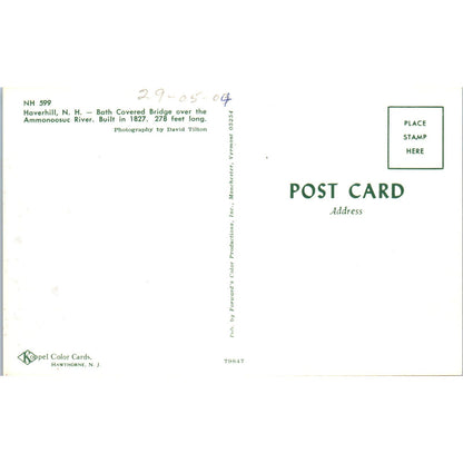 Haverhill NH Ammonoosuc River Bath Covered Bridge Postcard PC3