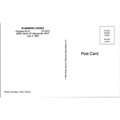 Plummers Lodges Douglas DC-3 CF-QHY Vintage Postcard TG8-PC