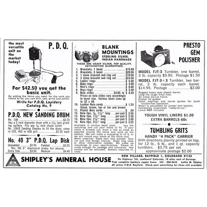 Shipley's Mineral House Bayfield Colorado 1972 Ad AF8-2