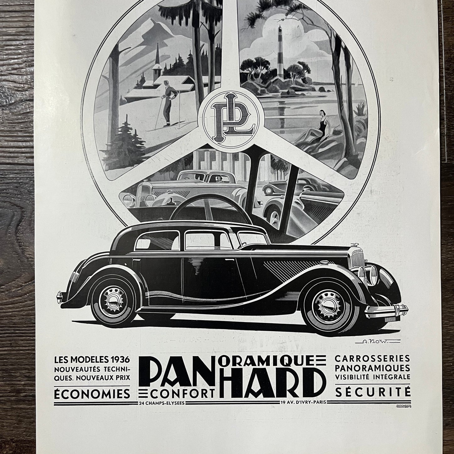 1935 Pan Hard Oramique Confort France Vintage Magazine Ad 11x14 V9