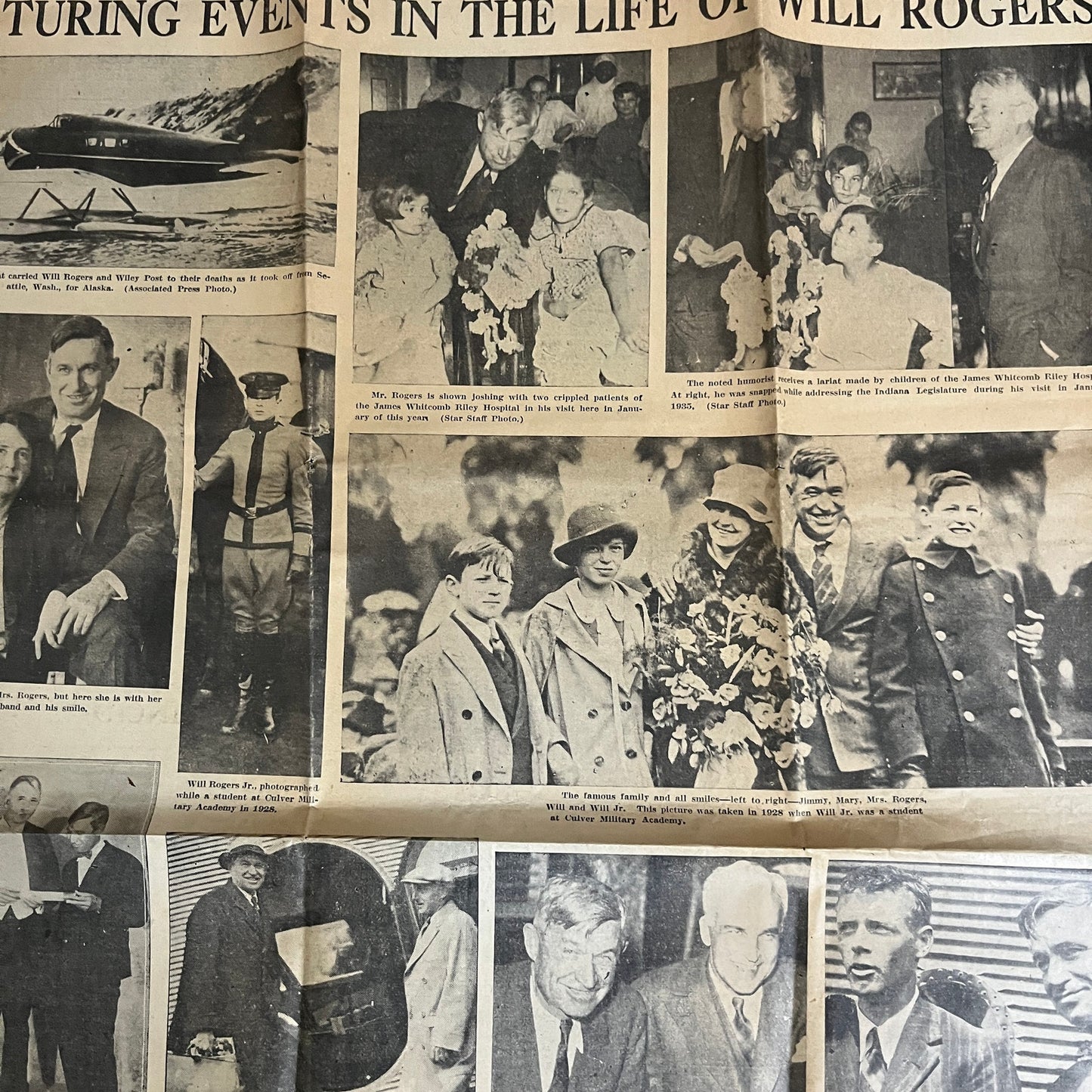Picturing Events in the Life of Will Rogers Vintage Newspaper Spread V1-9