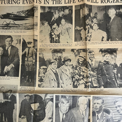 Picturing Events in the Life of Will Rogers Vintage Newspaper Spread V1-9