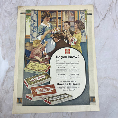 1923 Nabisco Uneeda Biscuit 10x13 Magazine Advertisement FL6-7
