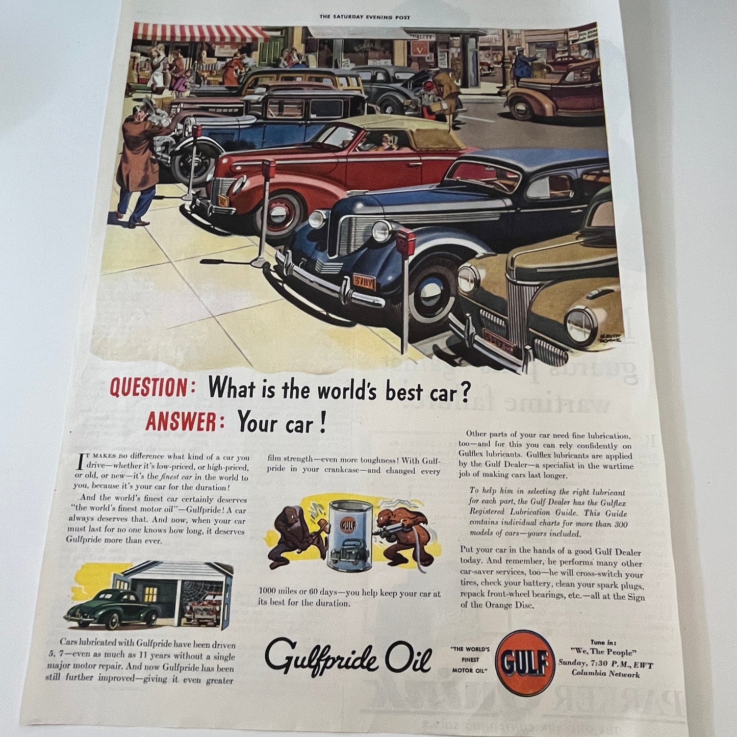 Gulfpride Oil The World's Finest Motor Oil 1943 WWII Ad SV1-6