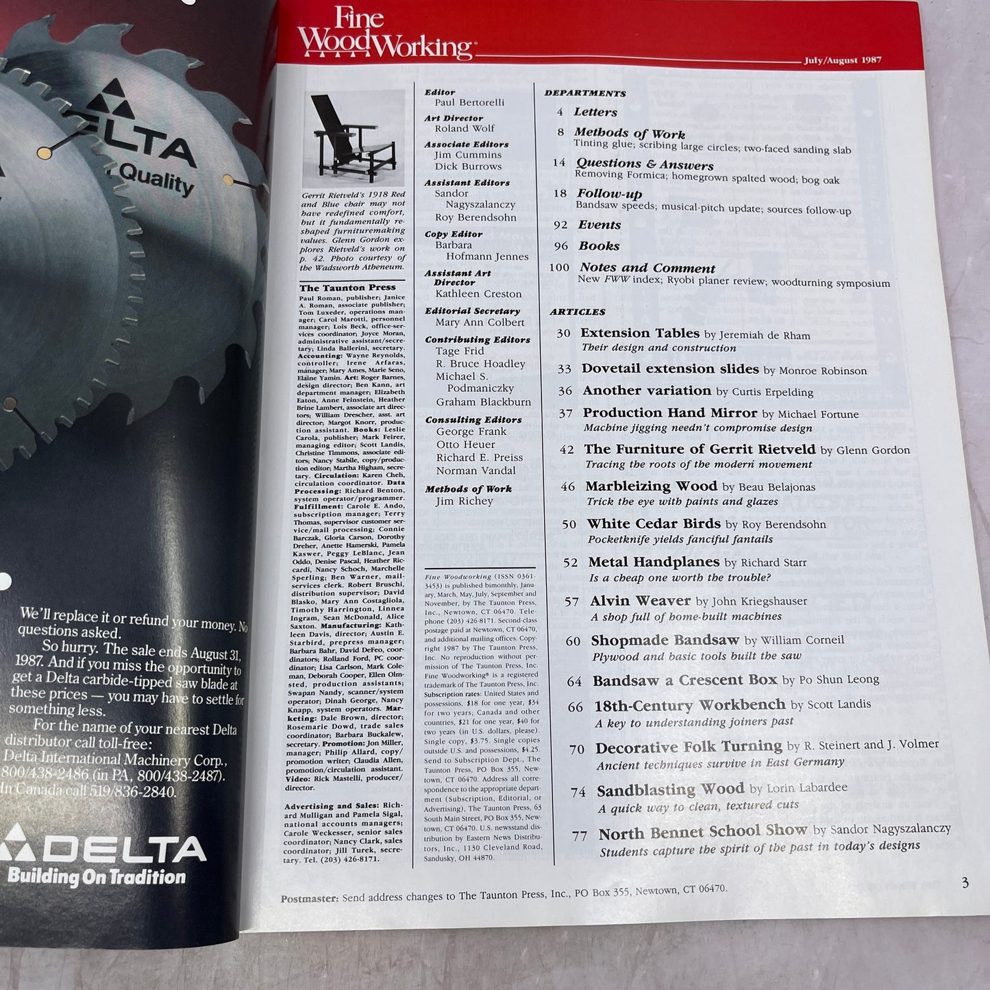 Gerrit Rietveld - Jul/Aug 1987 No 65 - Taunton's Fine Woodworking Magazine M32