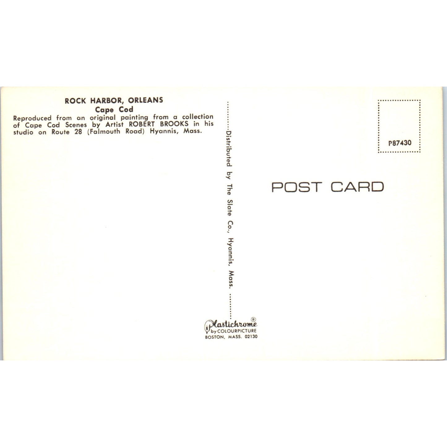 Rock Harbor Orleans Cape Cod Robert Brooks Vintage Postcard PE6