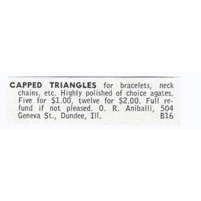 O.R. Aniball Capped Triangles Dundee IL 1964 Magazine Ad AK6-S8