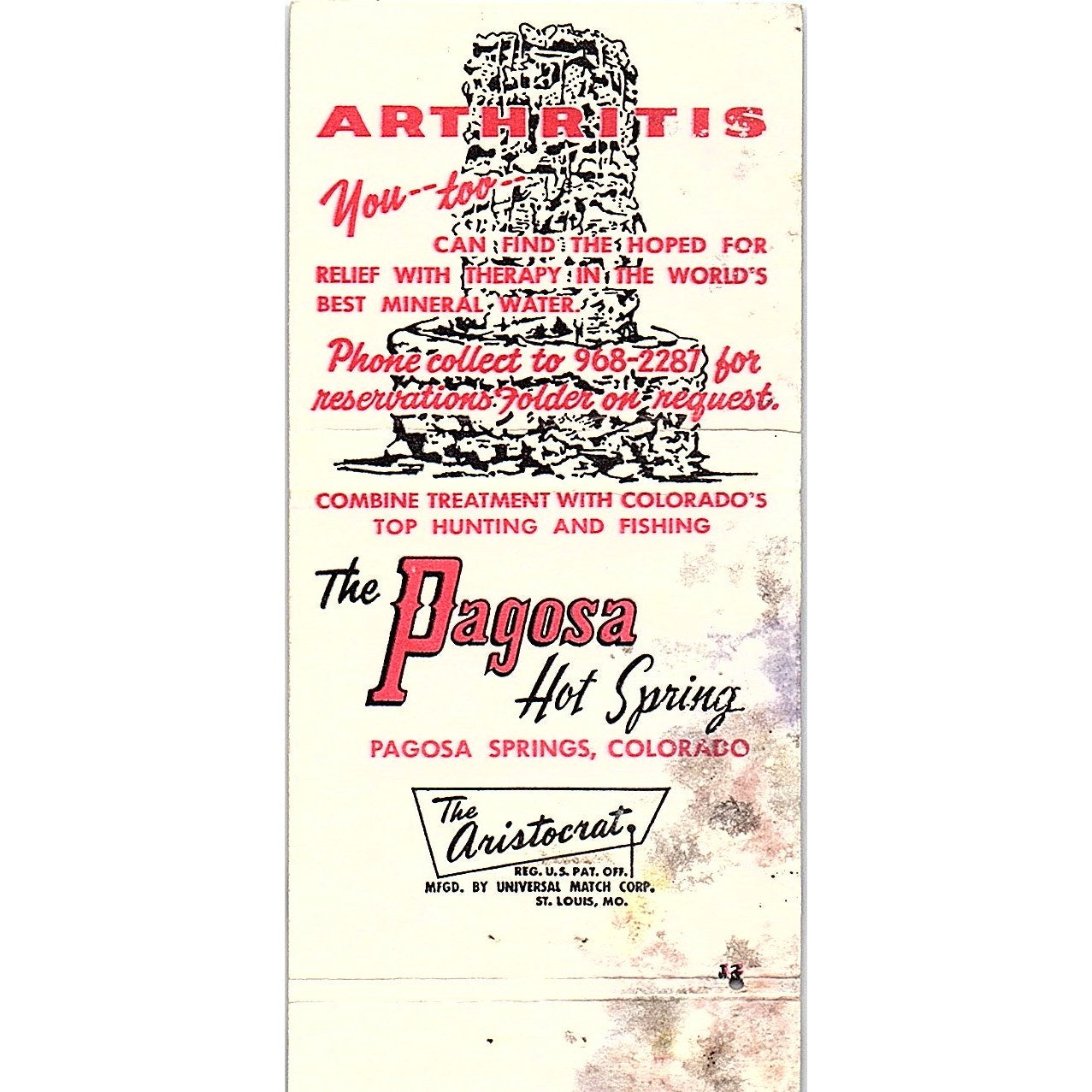 Pagosa Hot Spring Motel Pagosa Springs CO Vintage Matchbook TB6-MB2-7