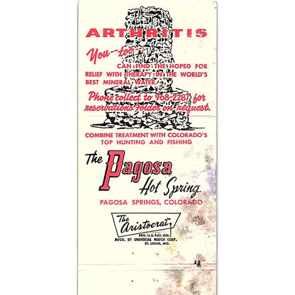 Pagosa Hot Spring Motel Pagosa Springs CO Vintage Matchbook TB6-MB2-7