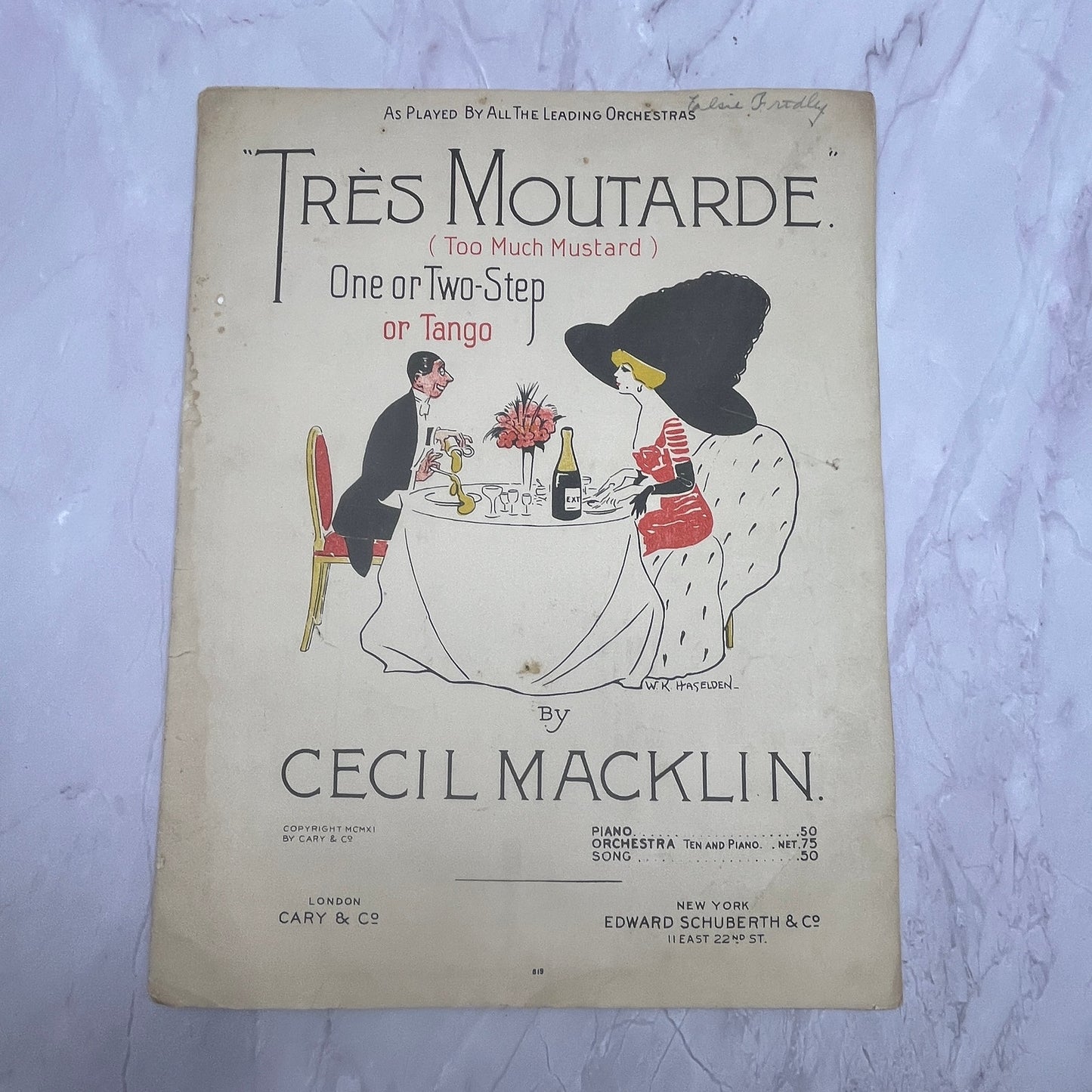 Tres Moutarde Two Step or Tango Cecil Macklin 1911 Sheet Music V15