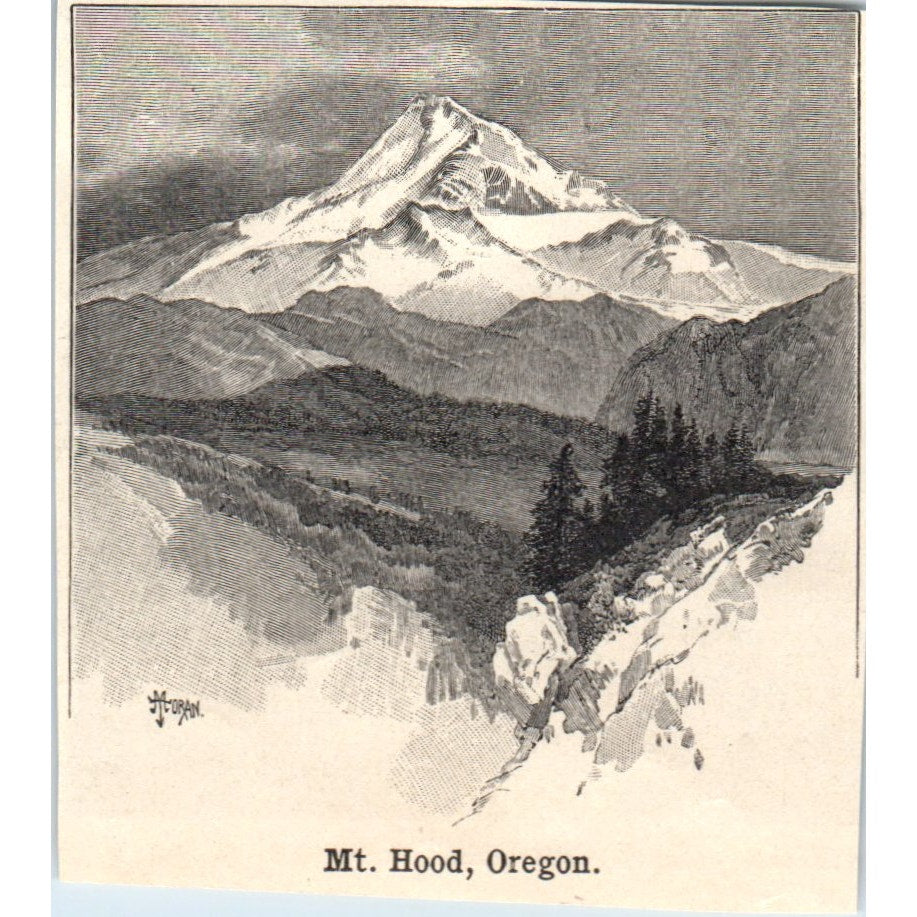 Mount Hood in Oregon 1901 Engraving AF2-P1