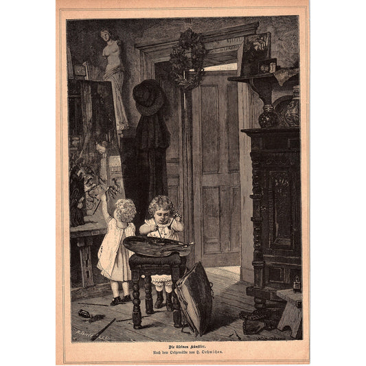The Little Artists by Hugo Oehmichen 1892 Engraving V1-3