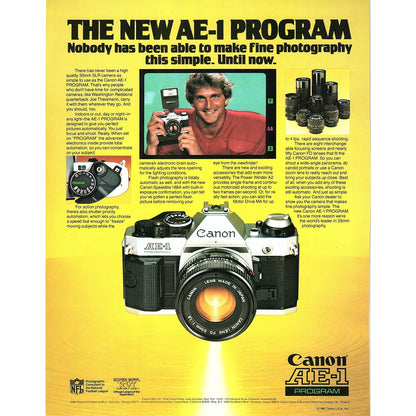 Joe Theismann Canon AE-1 Camera Program 8x11" 1981 Ad D26