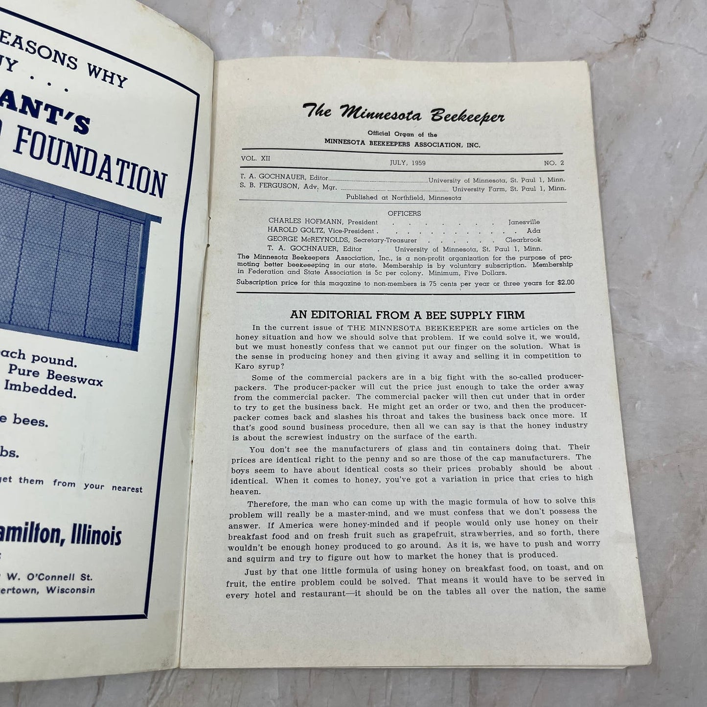 1959 Jul The Minnesota Beekeeper Magazine Red Wing MN Beekeepers Association TD5