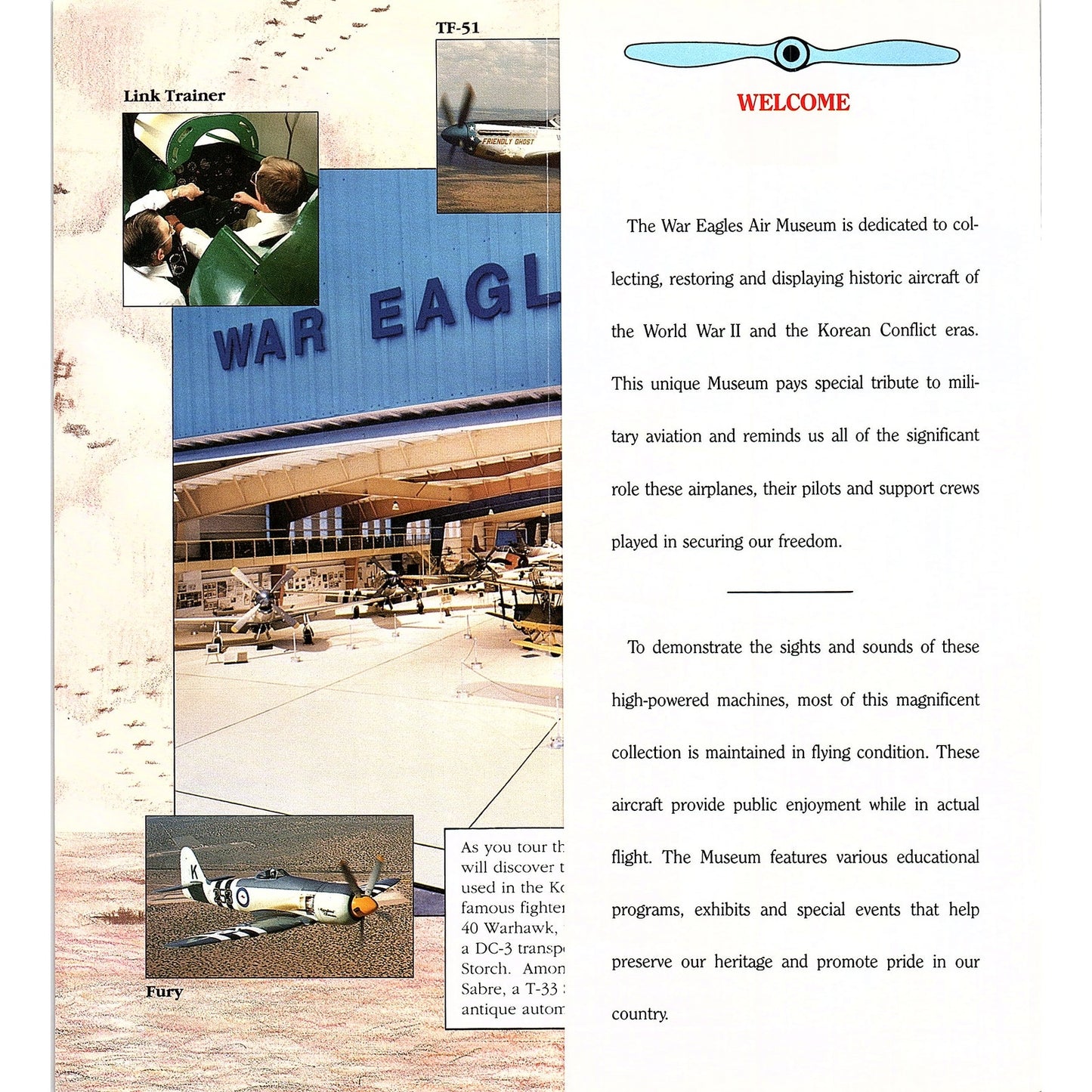 War Eagles Air Museum Santa Teresa NM Vintage Fold Out Travel Brochure TH2-TB1