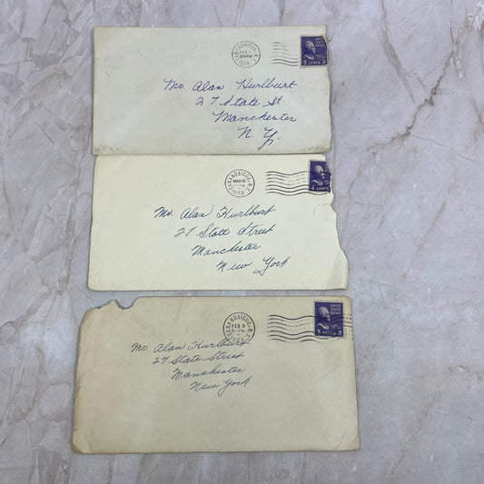 1953 Alan Hurlburt Manchester NY from Canandaigua Set of 3 Envelopes TG9-PC-3