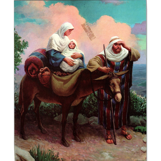 Retro Kitsch Flight Into Egypt Lithograph Art Print 8x10 V6