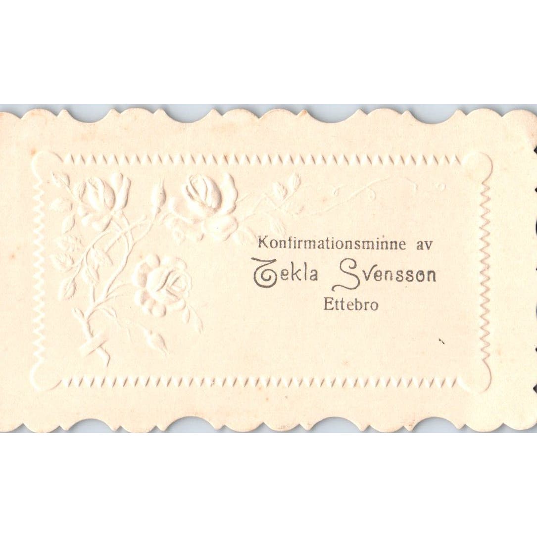 Vintage Tekla Svensson Ettebro Die Cut Embossed Swedish Calling Card AE2