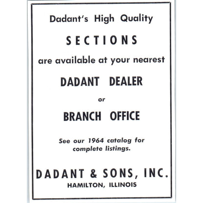 Dadant & Sons Bee Supplies Hamilton Illinois 1964 Magazine Ad AB6-LB