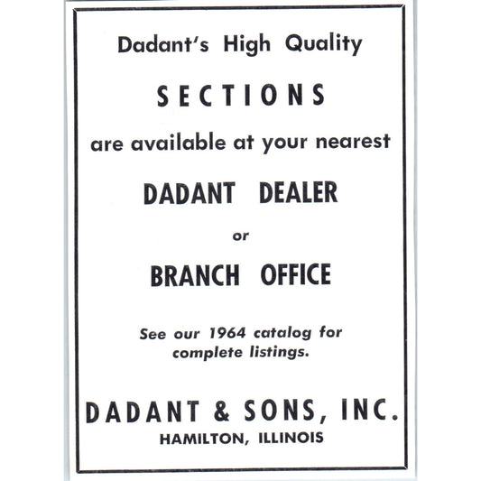 Dadant & Sons Bee Supplies Hamilton Illinois 1964 Magazine Ad AB6-LB