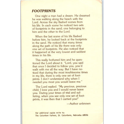 Bishop Edward Galvin Footprints Columban Fathers NE Vintage Prayer Card TH2-PC1