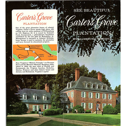 Carter's Grove Plantation Williamsburg VA 1960s Travel Brochure TH2-TB3