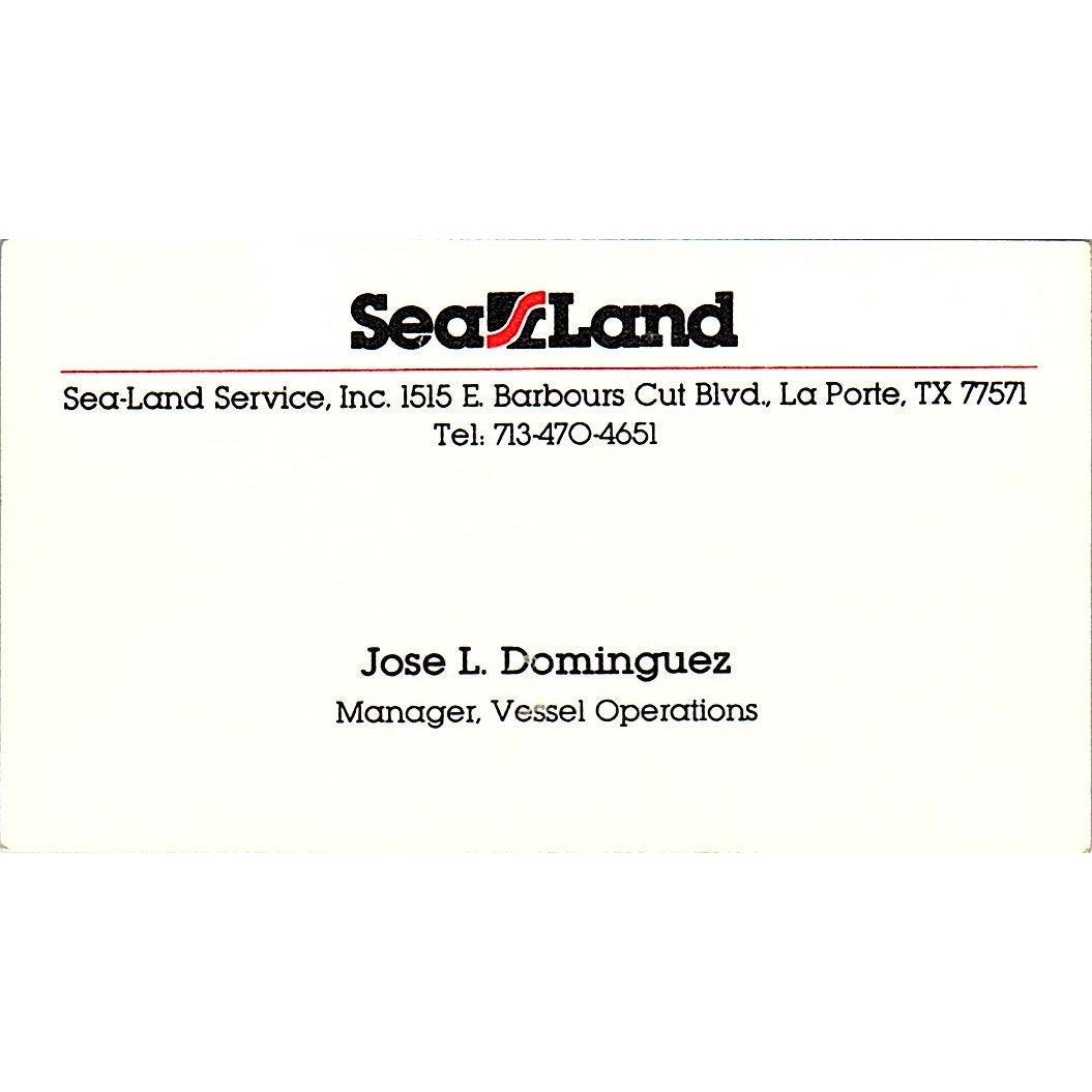 Jose L Dominguez Sea-Land Service Inc La Porte TX Vintage Business Card SC9-B4