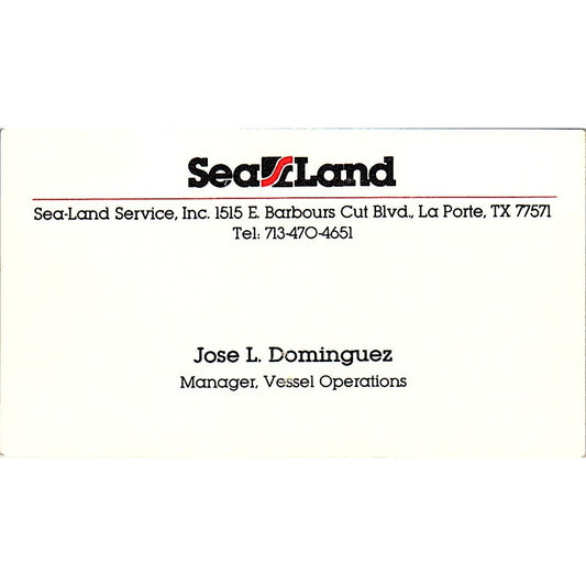 Jose L Dominguez Sea-Land Service Inc La Porte TX Vintage Business Card SC9-B4