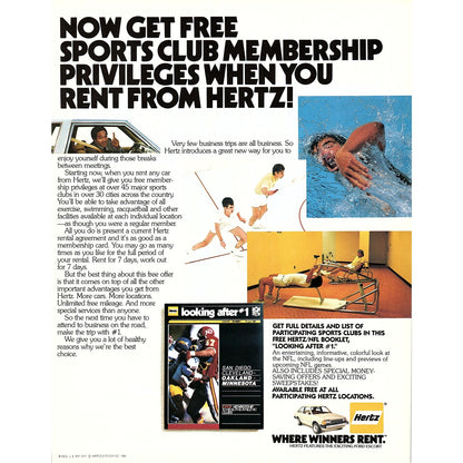 Hertz - Where Winners Rent - New Ford Escort 8x11" 1981 Ad D26