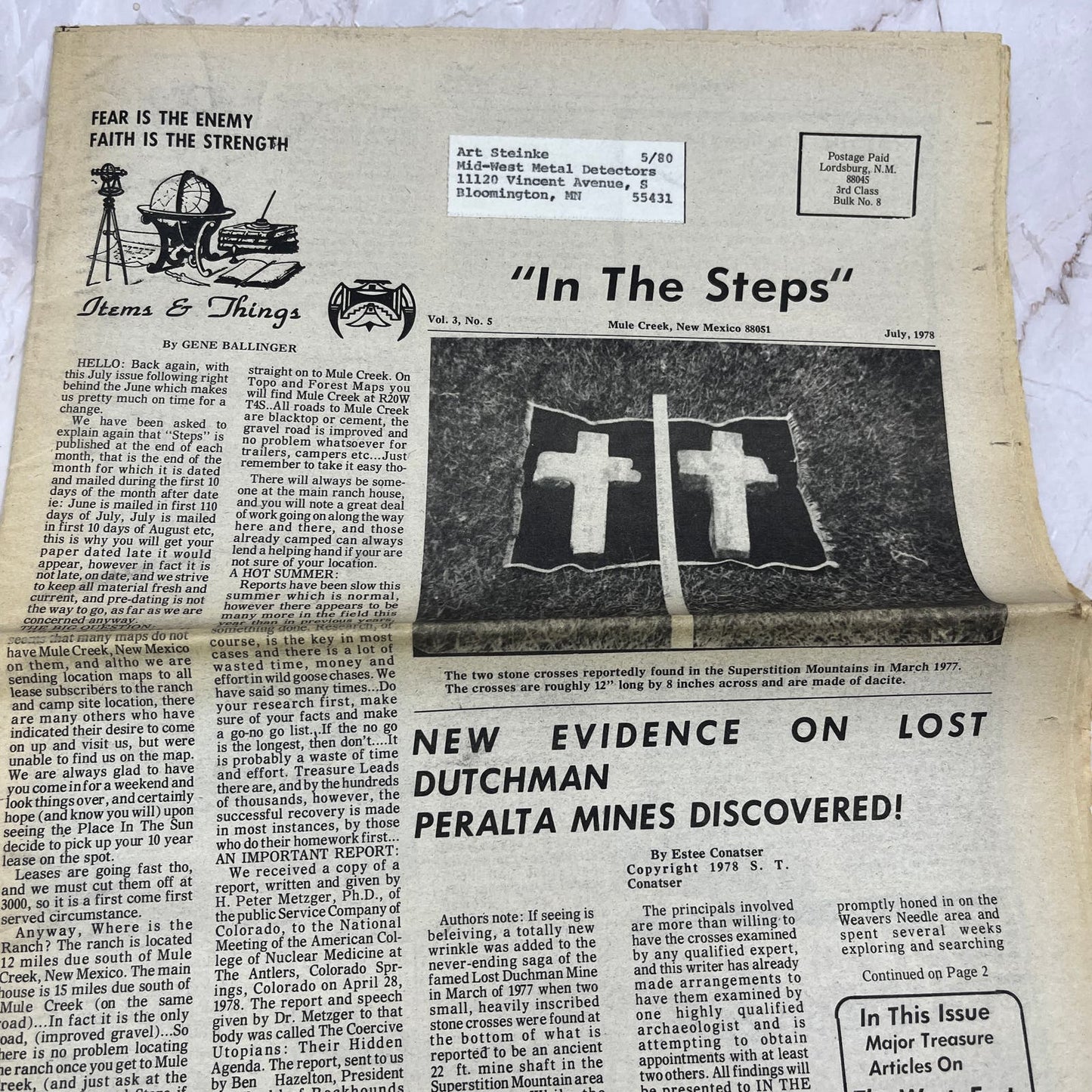 1978 July - In the Steps of the Treasure Hunter Newspaper - Mule Creek NM M11