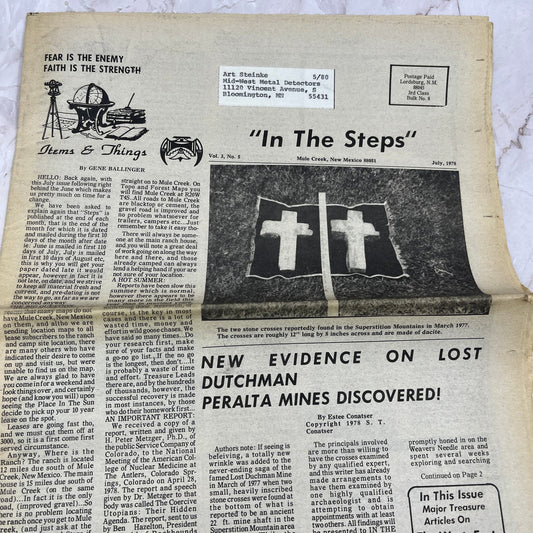 1978 July - In the Steps of the Treasure Hunter Newspaper - Mule Creek NM M11