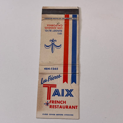 Les Freres Taix French Restaurant Los Angeles Vintage Matchbook Cover TB6-MB1-15