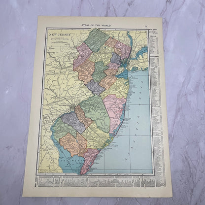 Map of New Jersey 1910 Print V14-7