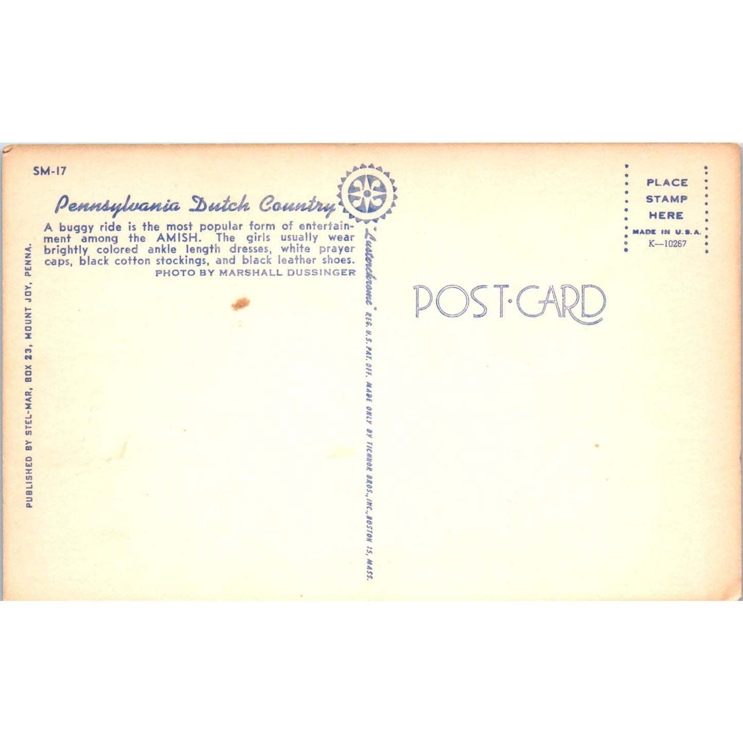 Amish Girls on a Buggy Ride PA Dutch Vintage Postcard PD4