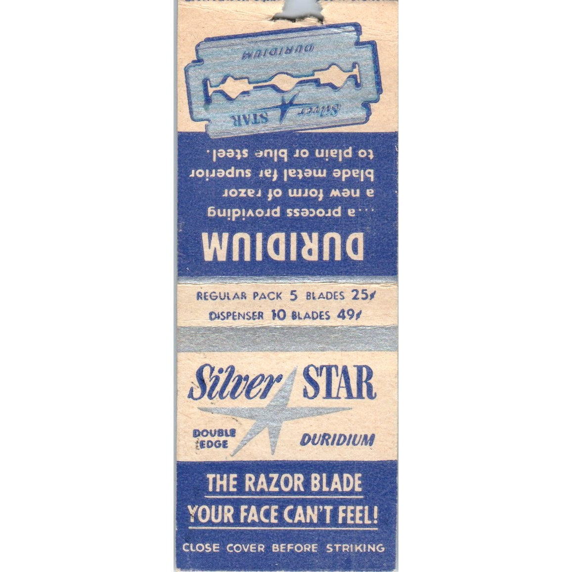 Silver Star Duridium Razor Blades Vintage Matchbook Cover SD4-Y1