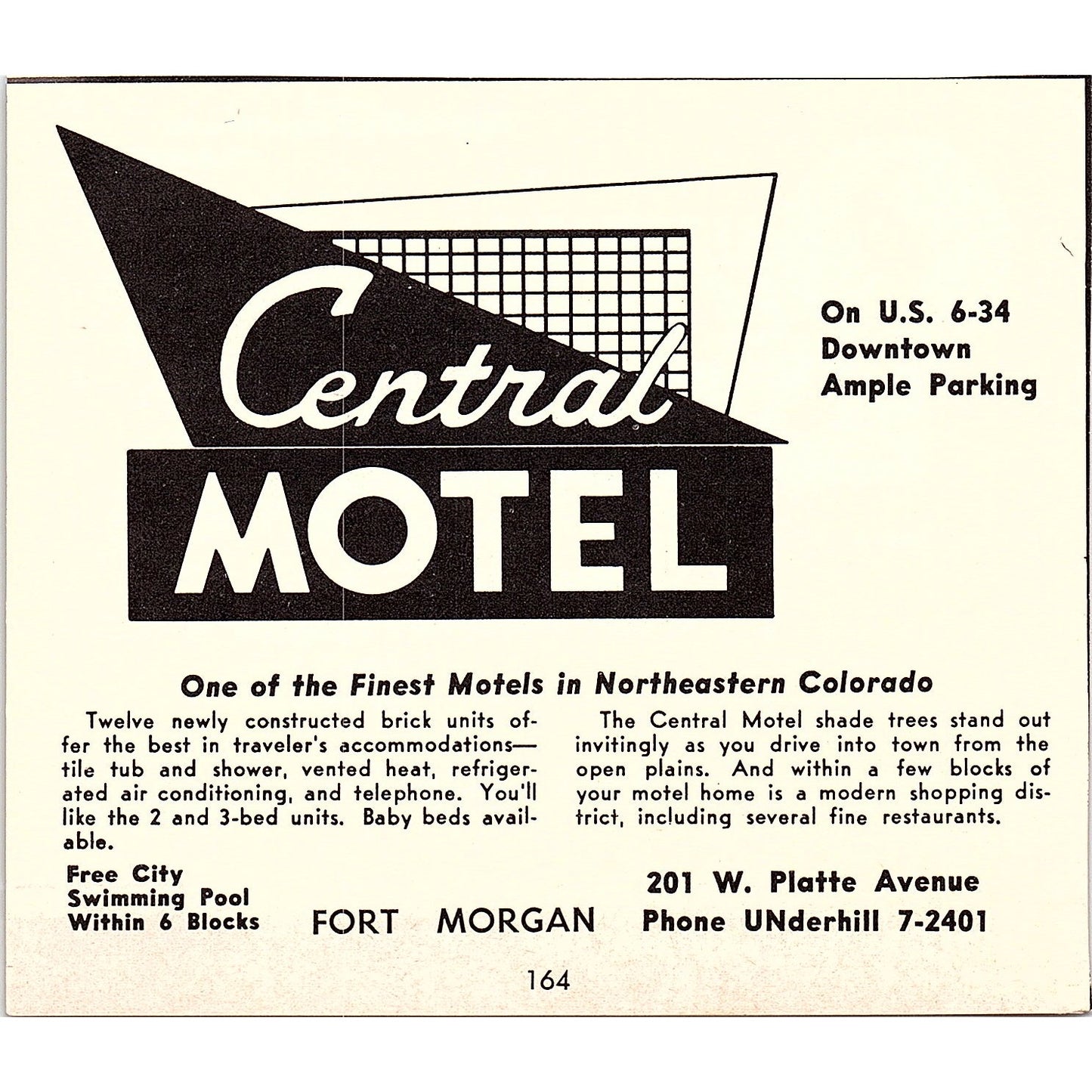 Central Motel Ft Morgan, Ritchies El Palomino Motel Ft Collins CO 1958 Ad AG1-H2