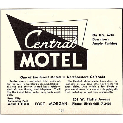 Central Motel Ft Morgan, Ritchies El Palomino Motel Ft Collins CO 1958 Ad AG1-H2