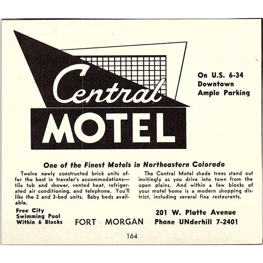 Central Motel Ft Morgan, Ritchies El Palomino Motel Ft Collins CO 1958 Ad AG1-H2