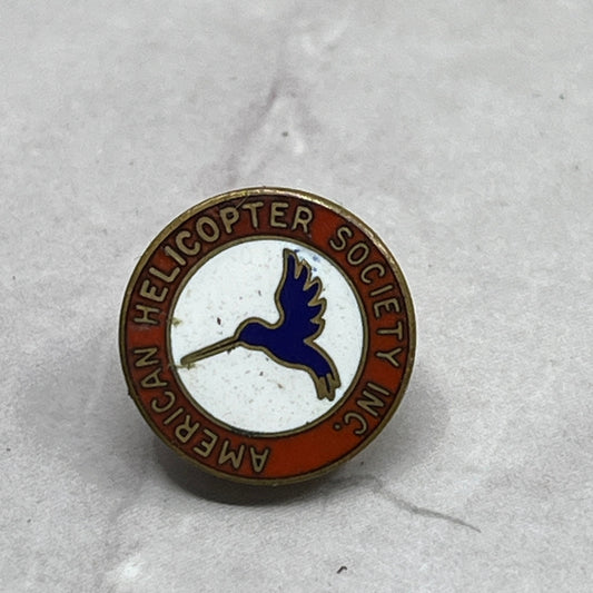 Vintage American Helicopter Society Inc Hummingbird Enamel Pinback Button SB7
