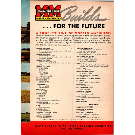 1949 Minneapolis-Moline Modern Machinery Farm Equipment 2 Page Ad I16