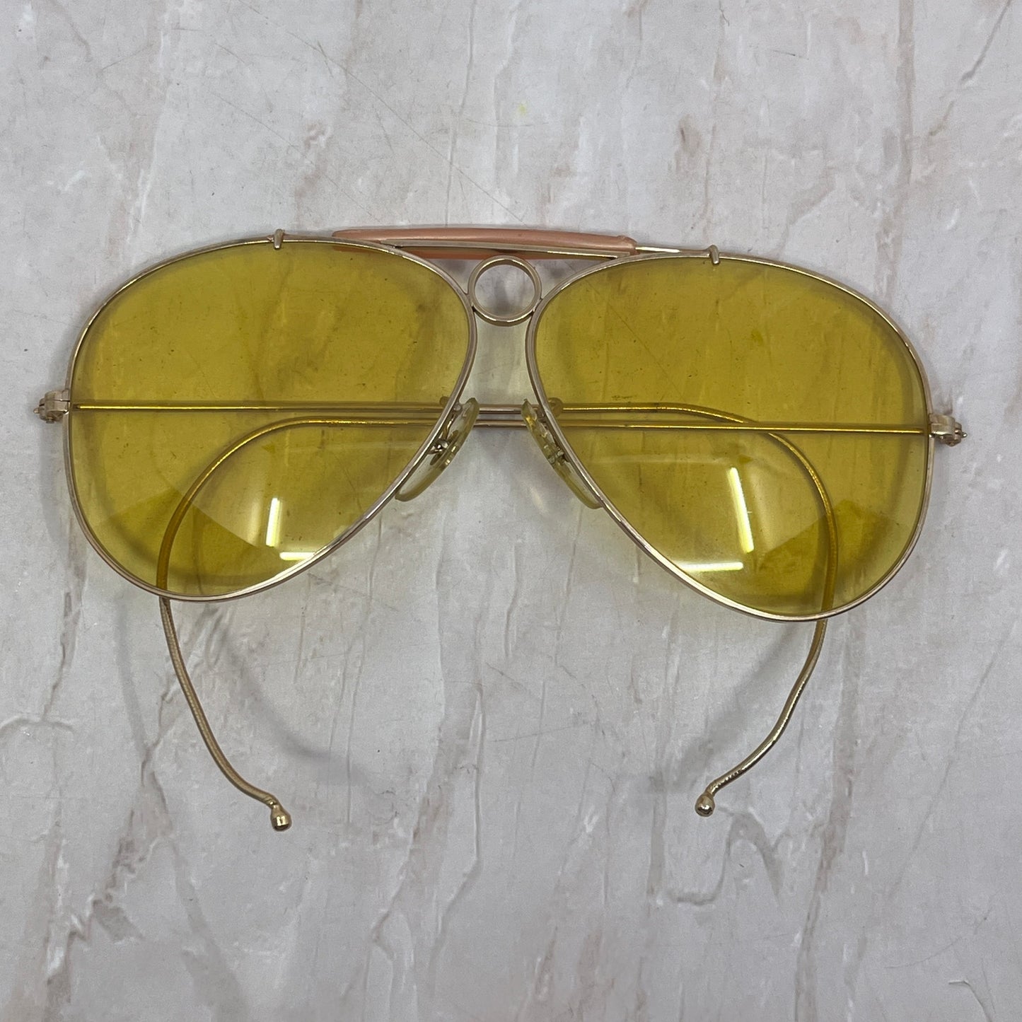 1960's Yellow Tint Aviator All-Weather Kalichrome Shooting Sunglasses TG7-G2-6