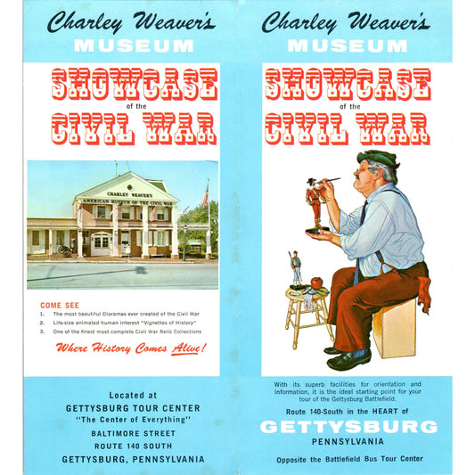 1970s Charley Weaver's Museum Showcase of the Civil War Gettysburg PA TF4-BB