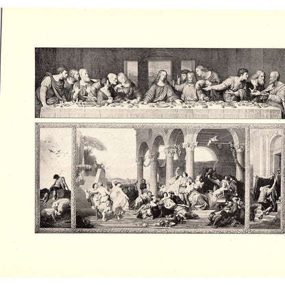 Last Supper, Prodigal Son - Leonardo Da Vinci, E Dubufe 1898 Litho Art Print D19