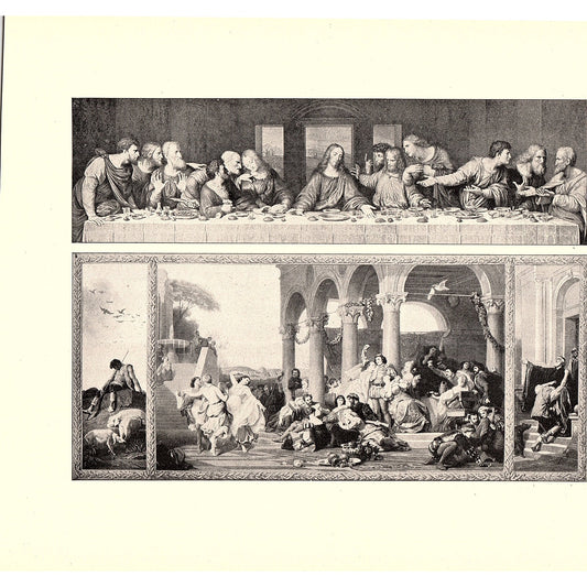 Last Supper, Prodigal Son - Leonardo Da Vinci, E Dubufe 1898 Litho Art Print D19