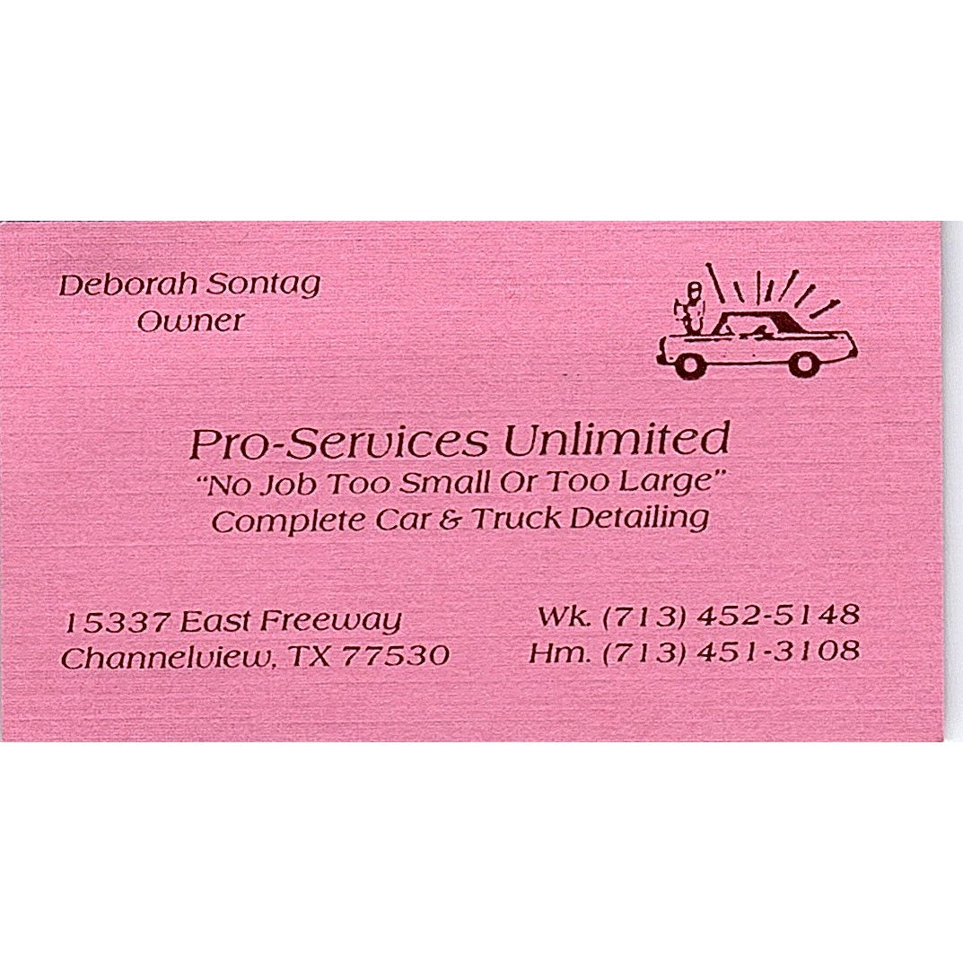 Deborah Sontag Pro-Services Unlimited Channelview Vintage Business Card SC9-B5