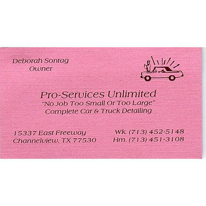 Deborah Sontag Pro-Services Unlimited Channelview Vintage Business Card SC9-B5