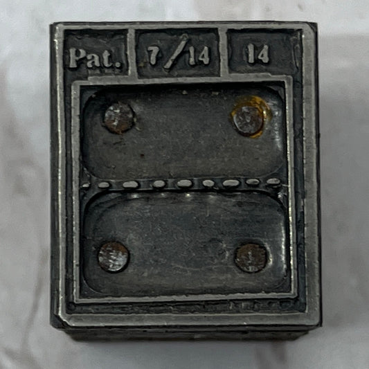 Pat 7 1/4 14 - Vintage Letterpress Printers Block Plate TK3