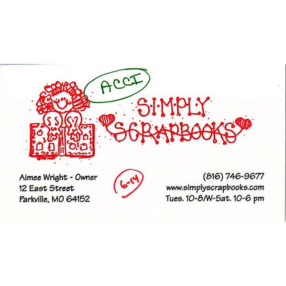Simply Scrapbooks Aimee Wright Parkville MO Vintage Business Card SC9-B9